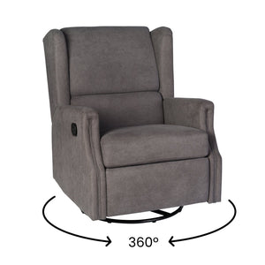 English Elm Omma Swivel Glider Rocker Recliner Chair - Elegant 3-in-1 Comfort for Living Room, Nursery & More Dark Gray CY-RAC-537-DKGRY-GG