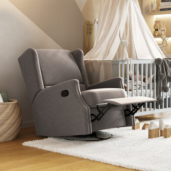 English Elm Omma Swivel Glider Rocker Recliner Chair - Elegant 3-in-1 Comfort for Living Room, Nursery & More Dark Gray CY-RAC-537-DKGRY-GG