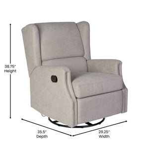 English Elm Omma Swivel Glider Rocker Recliner Chair - Elegant 3-in-1 Comfort for Living Room, Nursery & More Light Gray CY-RAC-537-LTGRY-GG