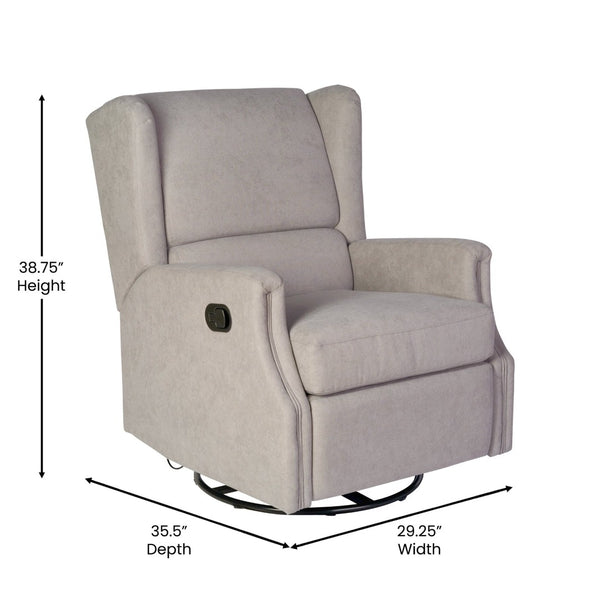 English Elm Omma Swivel Glider Rocker Recliner Chair - Elegant 3-in-1 Comfort for Living Room, Nursery & More Light Gray CY-RAC-537-LTGRY-GG