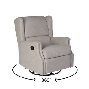 English Elm Omma Swivel Glider Rocker Recliner Chair - Elegant 3-in-1 Comfort for Living Room, Nursery & More Light Gray CY-RAC-537-LTGRY-GG