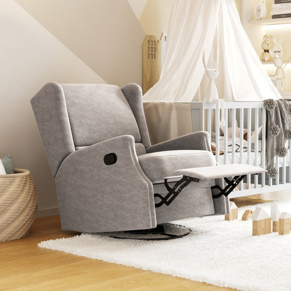 English Elm Omma Swivel Glider Rocker Recliner Chair - Elegant 3-in-1 Comfort for Living Room, Nursery & More Light Gray CY-RAC-537-LTGRY-GG