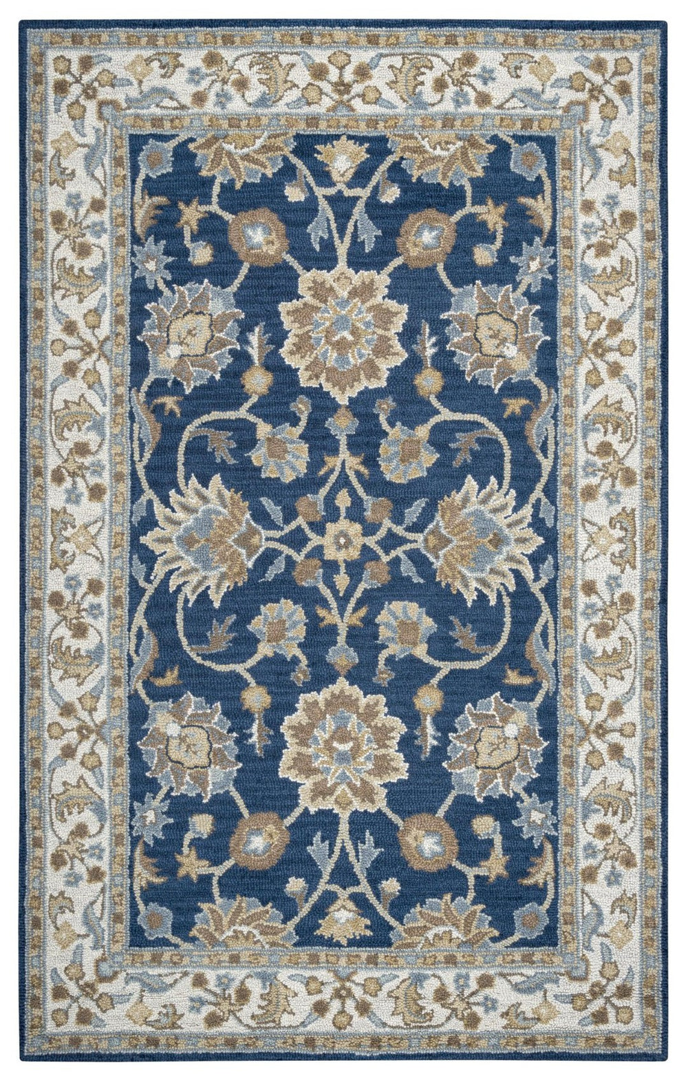 Alora Decor Crypt Hand-Tufted Blue Floral Wool Rug Traditional Vintage Motif, Durable New Zealand Pile Comfort 9' x 12' CPTCY100457370912