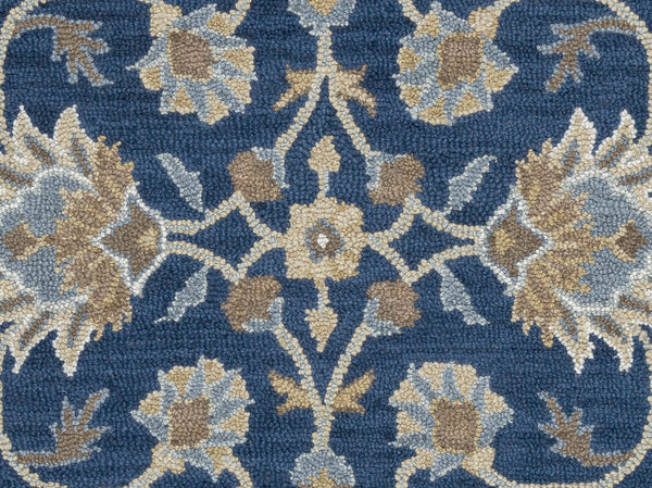 Alora Decor Crypt Blue Runner Rug Hand-Tufted 100% New Zealand Wool Floral Hallway Runner 2'6"X8' Cozy Elegance CPTCY100457372608