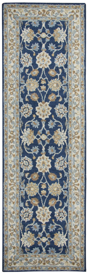 Alora Decor Crypt Blue Runner Rug Hand-Tufted 100% New Zealand Wool Floral Hallway Runner 2'6"X8' Cozy Elegance CPTCY100457372608