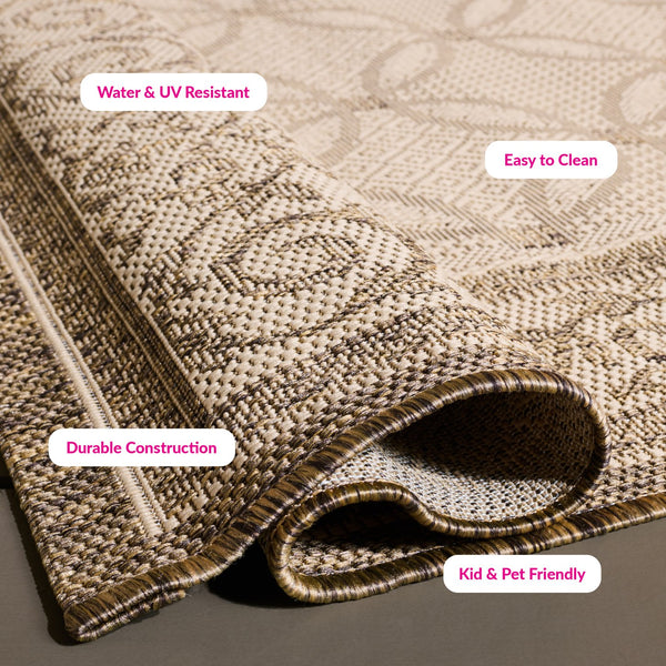 Safavieh Courtyard Timeless Red Area Rug – Durable, Stylish, And Oeko-tex Certified For Indoor Or Outdoor Use Natural ,Brown 88% Polypropylene,12% Polyester Cy1502-3001-2