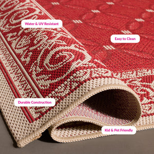 Safavieh Courtyard Timeless Red Area Rug – Durable, Stylish, And Oeko-tex Certified For Indoor Or Outdoor Use Natural ,Brown 88% Polypropylene,12% Polyester Cy1502-3001-2