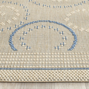 Safavieh Courtyard Elegant Area Rug In Natural And Blue Hues - Durable, Versatile, And Stylish For Indoors & Outdoors Natural ,Blue 88% Polypropylene,12% Polyester Cy1906-3101-3