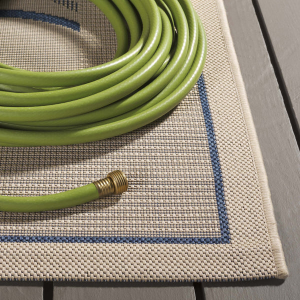 Safavieh Courtyard Elegant Area Rug In Natural And Blue Hues - Durable, Versatile, And Stylish For Indoors & Outdoors Natural ,Blue 88% Polypropylene,12% Polyester Cy1906-3101-3