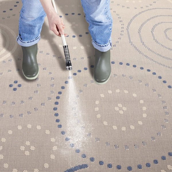 Safavieh Courtyard Elegant Area Rug In Natural And Blue Hues - Durable, Versatile, And Stylish For Indoors & Outdoors Natural ,Blue 88% Polypropylene,12% Polyester Cy1906-3101-3