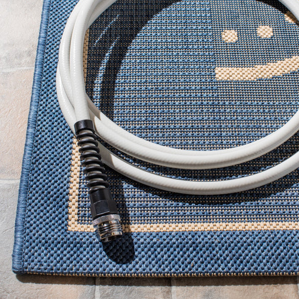 Safavieh Courtyard Elegant Area Rug In Natural And Blue Hues - Durable, Versatile, And Stylish For Indoors & Outdoors Natural ,Blue 88% Polypropylene,12% Polyester Cy1906-3101-3