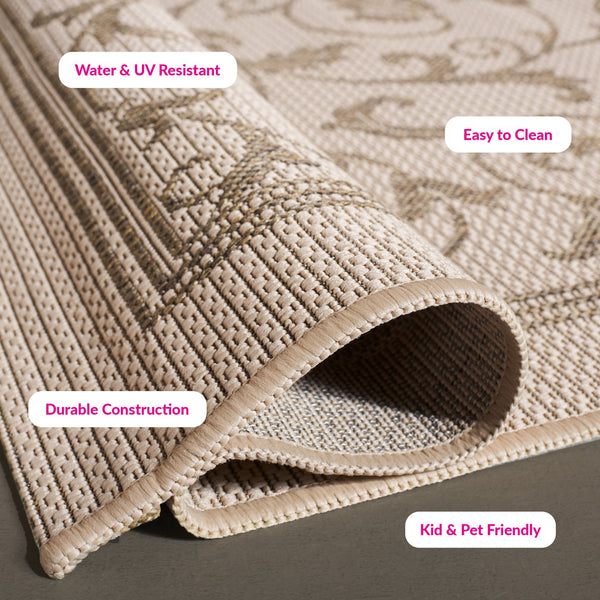 Safavieh Courtyard Elegant Sand-black Runner Rug - Timeless Design For Hallways And Living Spaces, Oeko-tex Certified Black ,Sand 88% Polypropylene,12% Polyester Cy2098-3908-214