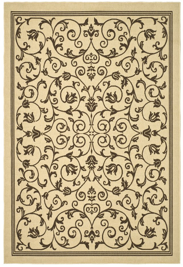 Safavieh Courtyard Elegant Sand-black Runner Rug - Timeless Design For Hallways And Living Spaces, Oeko-tex Certified Black ,Sand 88% Polypropylene,12% Polyester Cy2098-3908-214