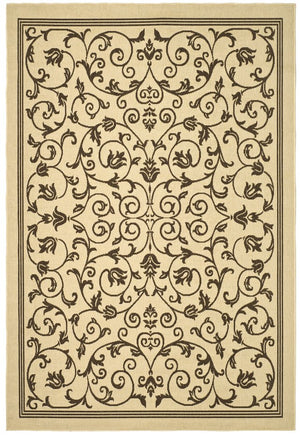 Safavieh Courtyard Elegant Sand-black Runner Rug - Timeless Design For Hallways And Living Spaces, Oeko-tex Certified Black ,Sand 88% Polypropylene,12% Polyester Cy2098-3908-214