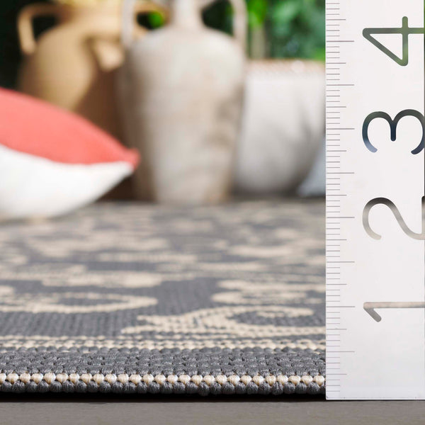 Safavieh Courtyard Elegant Sand-black Runner Rug - Timeless Design For Hallways And Living Spaces, Oeko-tex Certified Black ,Sand 88% Polypropylene,12% Polyester Cy2098-3908-214