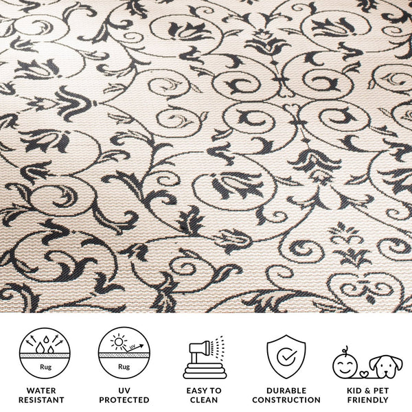 Safavieh Courtyard Elegant Sand-black Runner Rug - Timeless Design For Hallways And Living Spaces, Oeko-tex Certified Black ,Sand 88% Polypropylene,12% Polyester Cy2098-3908-214