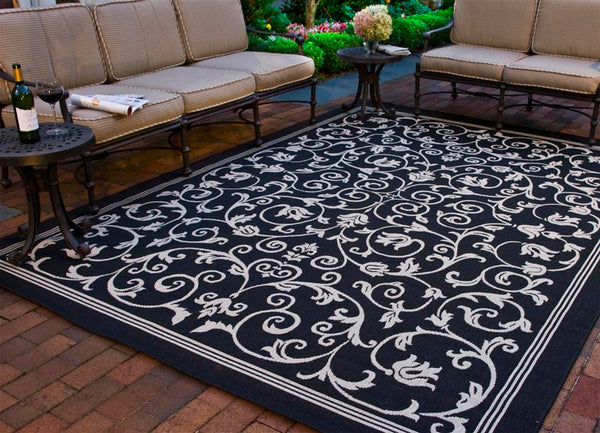 Safavieh Courtyard Elegant Sand-black Runner Rug - Timeless Design For Hallways And Living Spaces, Oeko-tex Certified Black ,Sand 88% Polypropylene,12% Polyester Cy2098-3908-214