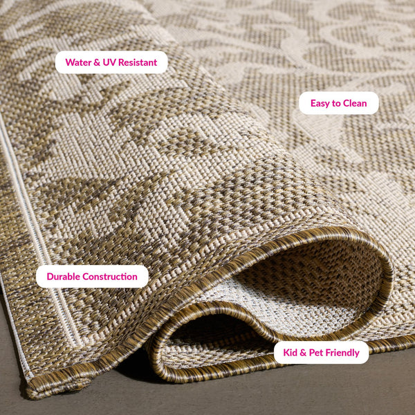 Safavieh Courtyard Exquisite Area Rug - Elegant Blue Natural Design For Indoor & Outdoor Spaces, Oeko-tex Certified Terracotta ,Natural 88% Polypropylene,12% Polyester Cy2653-3202-4