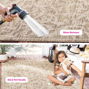 Safavieh Courtyard Exquisite Area Rug - Elegant Blue Natural Design For Indoor & Outdoor Spaces, Oeko-tex Certified Terracotta ,Natural 88% Polypropylene,12% Polyester Cy2653-3202-4