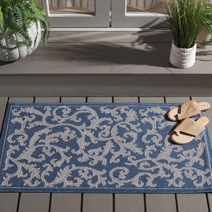 Safavieh Courtyard Exquisite Area Rug - Elegant Blue Natural Design For Indoor & Outdoor Spaces, Oeko-tex Certified Terracotta ,Natural 88% Polypropylene,12% Polyester Cy2653-3202-4
