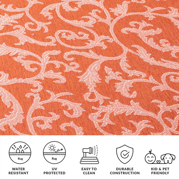 Safavieh Courtyard Exquisite Area Rug - Elegant Blue Natural Design For Indoor & Outdoor Spaces, Oeko-tex Certified Terracotta ,Natural 88% Polypropylene,12% Polyester Cy2653-3202-4