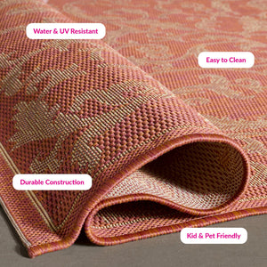 Safavieh Courtyard Exquisite Area Rug - Elegant Blue Natural Design For Indoor & Outdoor Spaces, Oeko-tex Certified Terracotta ,Natural 88% Polypropylene,12% Polyester Cy2653-3202-4