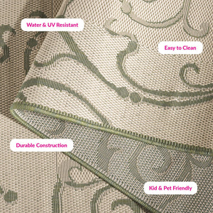 Safavieh Courtyard Sophisticated Olive Green Area Rug For Indoor And Outdoor Spaces - Elegant Design & Comfort Olive ,Natural 88% Polypropylene,12% Polyester Cy2665-1e06-27