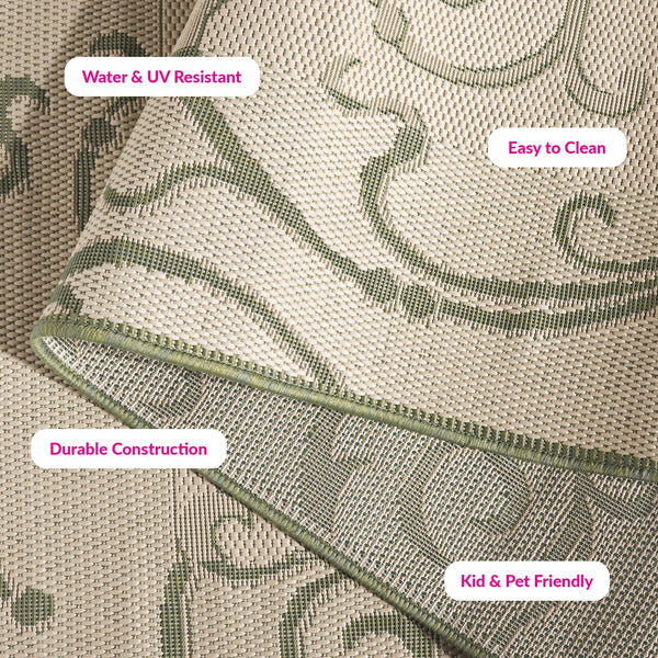 Safavieh Courtyard Sophisticated Olive Green Area Rug For Indoor And Outdoor Spaces - Elegant Design & Comfort Olive ,Natural 88% Polypropylene,12% Polyester Cy2665-1e06-27