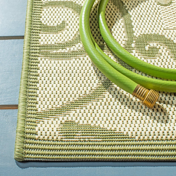 Safavieh Courtyard Sophisticated Olive Green Area Rug For Indoor And Outdoor Spaces - Elegant Design & Comfort Olive ,Natural 88% Polypropylene,12% Polyester Cy2665-1e06-27