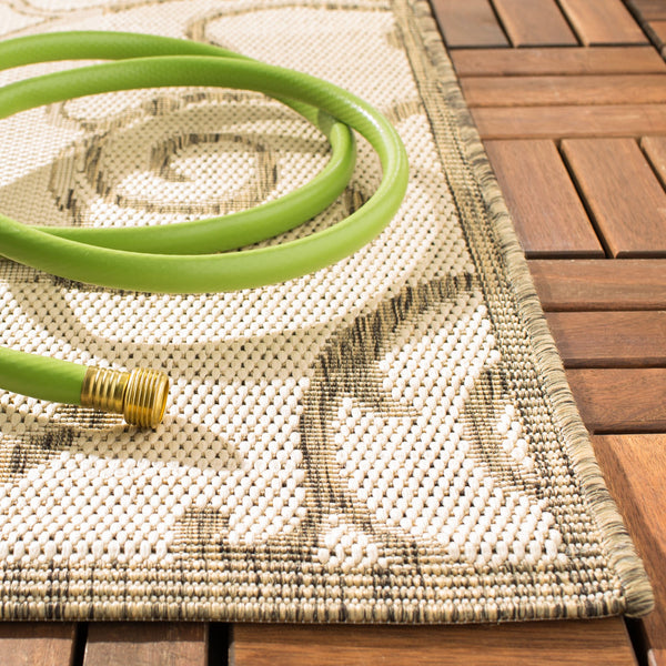 Safavieh Courtyard Sophisticated Olive Green Area Rug For Indoor And Outdoor Spaces - Elegant Design & Comfort Olive ,Natural 88% Polypropylene,12% Polyester Cy2665-1e06-27