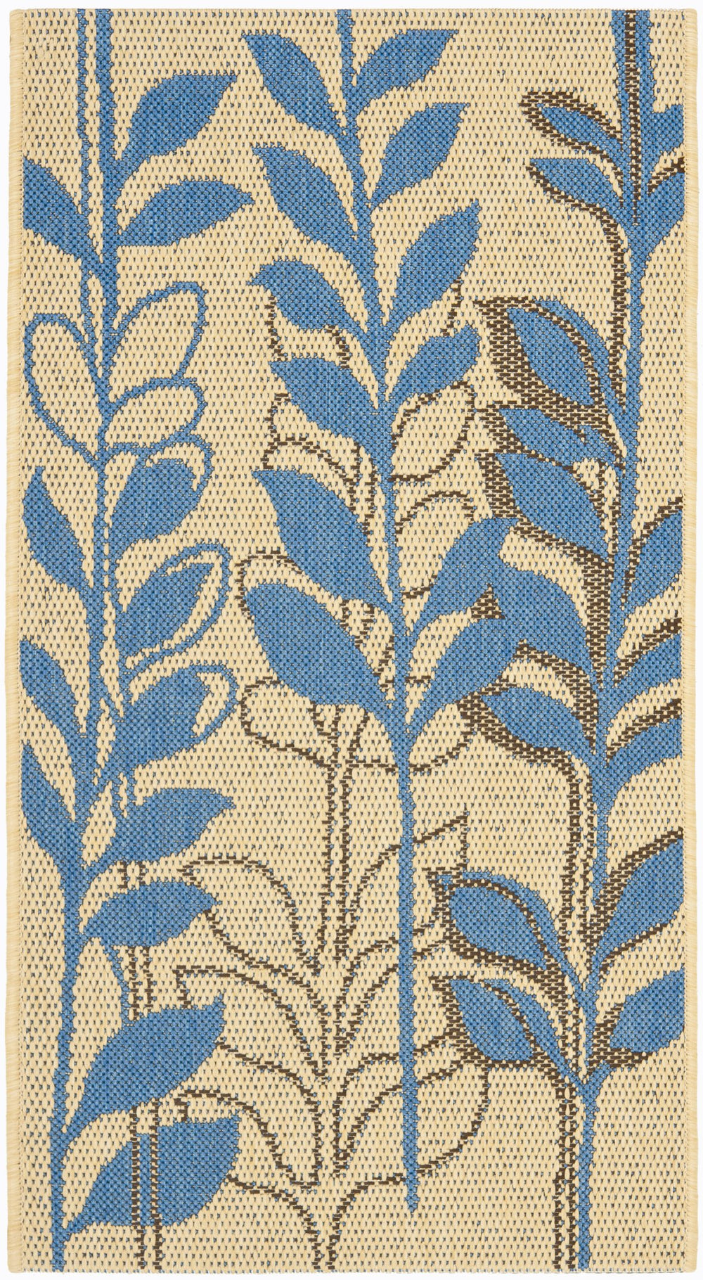 Safavieh Courtyard Elegant Botanical Area Rug - Durable, Easy-clean Design For Indoor & Outdoor Spaces Natural Brown ,Blue 88% Polypropylene,12% Polyester Cy4029b-7r