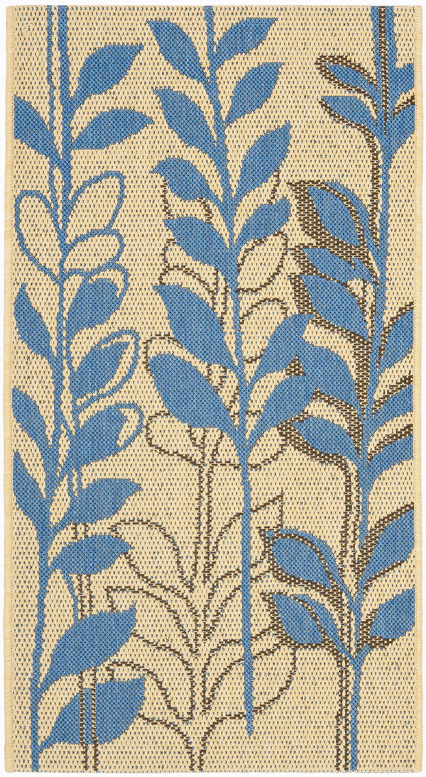 Safavieh Courtyard Elegant Botanical Area Rug - Durable, Easy-clean Design For Indoor & Outdoor Spaces Natural Brown ,Blue 88% Polypropylene,12% Polyester Cy4029b-7r