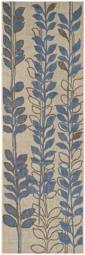 Safavieh Courtyard Elegant Botanical Area Rug - Durable, Easy-clean Design For Indoor & Outdoor Spaces Natural Brown ,Blue 88% Polypropylene,12% Polyester Cy4029b-7r