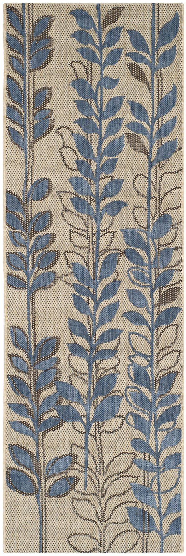 Safavieh Courtyard Elegant Botanical Area Rug - Durable, Easy-clean Design For Indoor & Outdoor Spaces Natural Brown ,Blue 88% Polypropylene,12% Polyester Cy4029b-7r