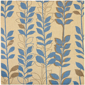 Safavieh Courtyard Elegant Botanical Area Rug - Durable, Easy-clean Design For Indoor & Outdoor Spaces Natural Brown ,Blue 88% Polypropylene,12% Polyester Cy4029b-7r