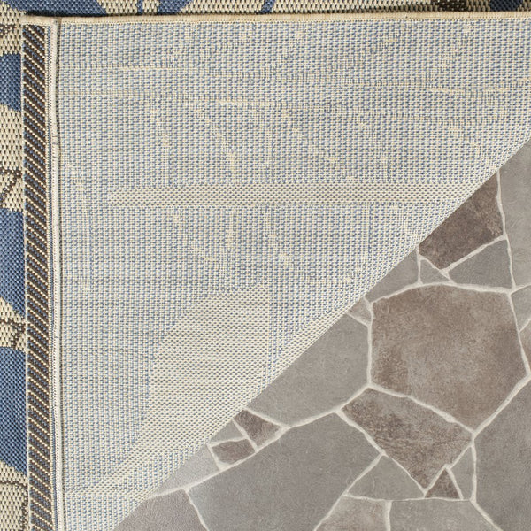 Safavieh Courtyard Elegant Botanical Area Rug - Durable, Easy-clean Design For Indoor & Outdoor Spaces Natural Brown ,Blue 88% Polypropylene,12% Polyester Cy4029b-7r