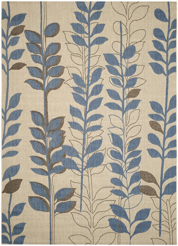 Safavieh Courtyard Elegant Botanical Area Rug - Durable, Easy-clean Design For Indoor & Outdoor Spaces Natural Brown ,Blue 88% Polypropylene,12% Polyester Cy4029b-7r
