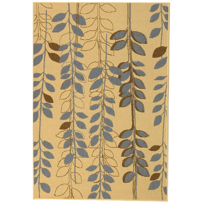 Safavieh Courtyard Elegant Botanical Area Rug - Durable, Easy-clean Design For Indoor & Outdoor Spaces Natural Brown ,Blue 88% Polypropylene,12% Polyester Cy4029b-7r