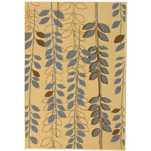 Safavieh Courtyard Elegant Botanical Area Rug - Durable, Easy-clean Design For Indoor & Outdoor Spaces Natural Brown ,Blue 88% Polypropylene,12% Polyester Cy4029b-7r