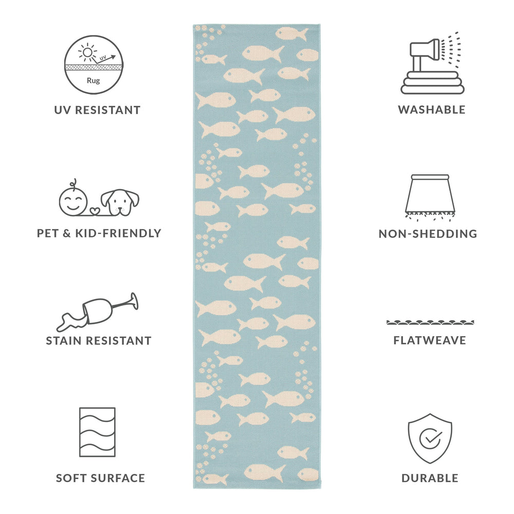 Safavieh Courtyard Indoor/Outdoor Area Rug With Whimsical Fish Pattern – Durable, Stylish, And Safe For All Spaces Black ,Beige 88% Polypropylene,12% Polyester Cy6012-256-10