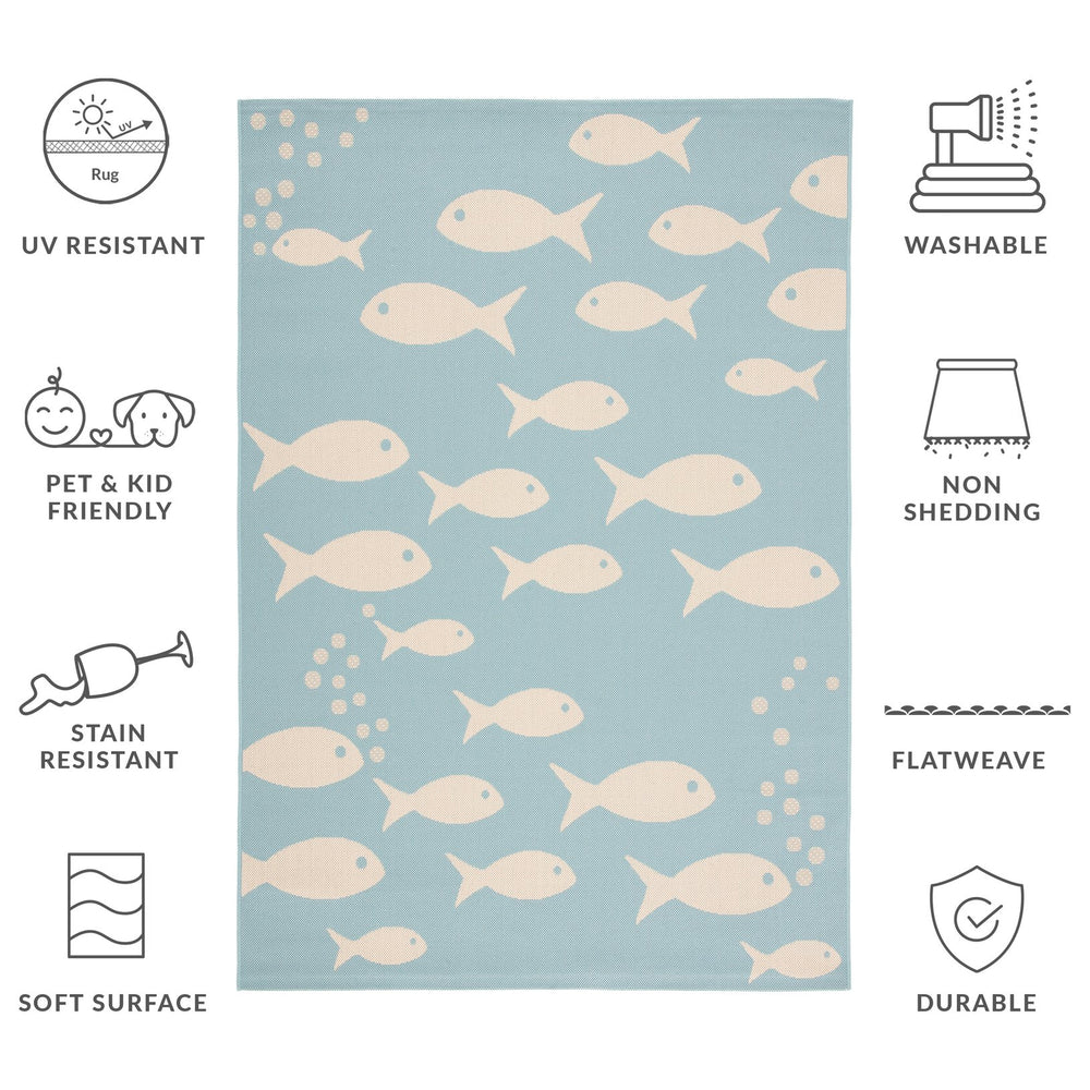 Safavieh Courtyard Indoor/Outdoor Area Rug With Whimsical Fish Pattern – Durable, Stylish, And Safe For All Spaces Black ,Beige 88% Polypropylene,12% Polyester Cy6012-256-10