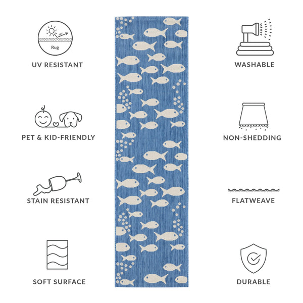 Safavieh Courtyard Indoor/Outdoor Area Rug With Whimsical Fish Pattern – Durable, Stylish, And Safe For All Spaces Black ,Beige 88% Polypropylene,12% Polyester Cy6012-256-10