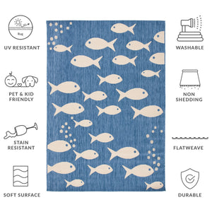 Safavieh Courtyard Indoor/Outdoor Area Rug With Whimsical Fish Pattern – Durable, Stylish, And Safe For All Spaces Black ,Beige 88% Polypropylene,12% Polyester Cy6012-256-10