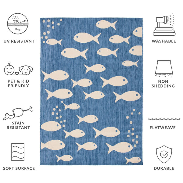 Safavieh Courtyard Indoor/Outdoor Area Rug With Whimsical Fish Pattern – Durable, Stylish, And Safe For All Spaces Black ,Beige 88% Polypropylene,12% Polyester Cy6012-256-10