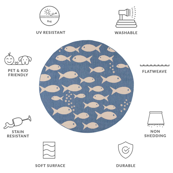 Safavieh Courtyard Indoor/Outdoor Area Rug With Whimsical Fish Pattern – Durable, Stylish, And Safe For All Spaces Black ,Beige 88% Polypropylene,12% Polyester Cy6012-256-10