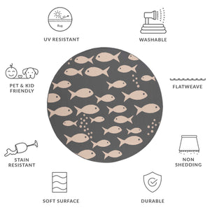 Safavieh Courtyard Indoor/Outdoor Area Rug With Whimsical Fish Pattern – Durable, Stylish, And Safe For All Spaces Black ,Beige 88% Polypropylene,12% Polyester Cy6012-256-10