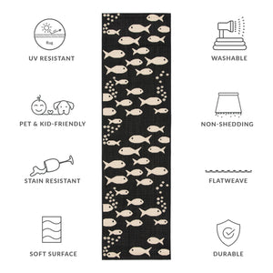 Safavieh Courtyard Indoor/Outdoor Area Rug With Whimsical Fish Pattern – Durable, Stylish, And Safe For All Spaces Black ,Beige 88% Polypropylene,12% Polyester Cy6012-256-10