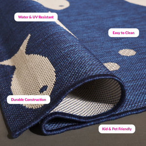 Safavieh Courtyard Coastal Charm Runner Rug - Whimsical Fish Design In Serene Blues And Soothing Beiges Aqua ,Beige 88% Polypropylene,12% Polyester Cy6012-223-216