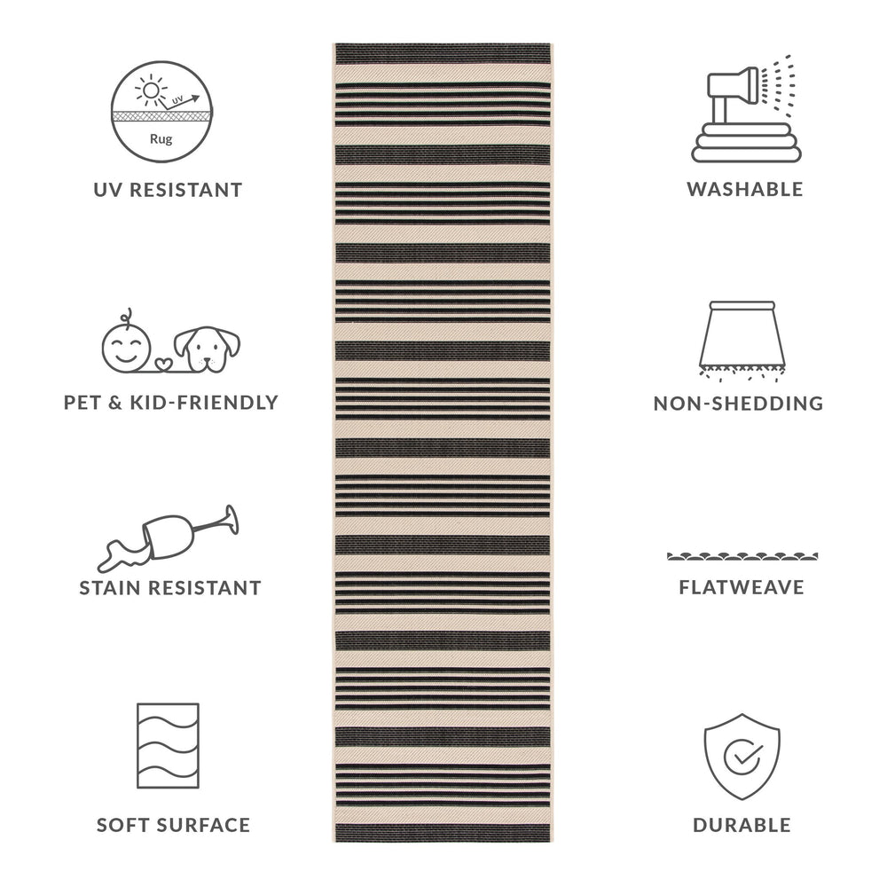 Safavieh Courtyard Stylish Black And Bone Rug - Durable, Versatile Design For Indoor And Outdoor Spaces Navy ,Beige 88% Polypropylene,12% Polyester Cy6062-268-68