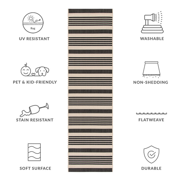 Safavieh Courtyard Stylish Black And Bone Rug - Durable, Versatile Design For Indoor And Outdoor Spaces Navy ,Beige 88% Polypropylene,12% Polyester Cy6062-268-68